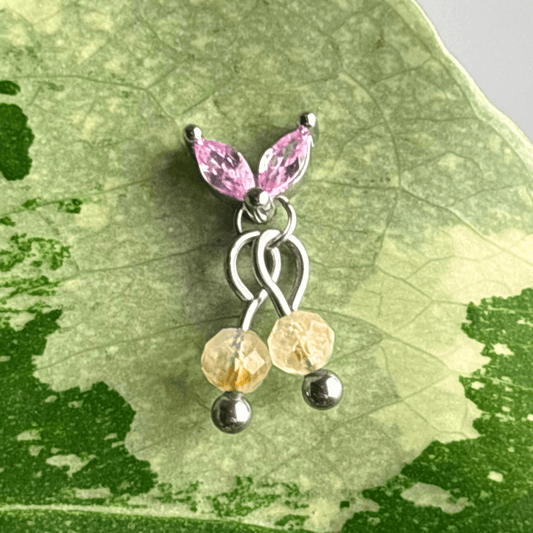 The Guide Crystals Silver | 1 PC Single Citrine Cherry Charm for Stud Earrings