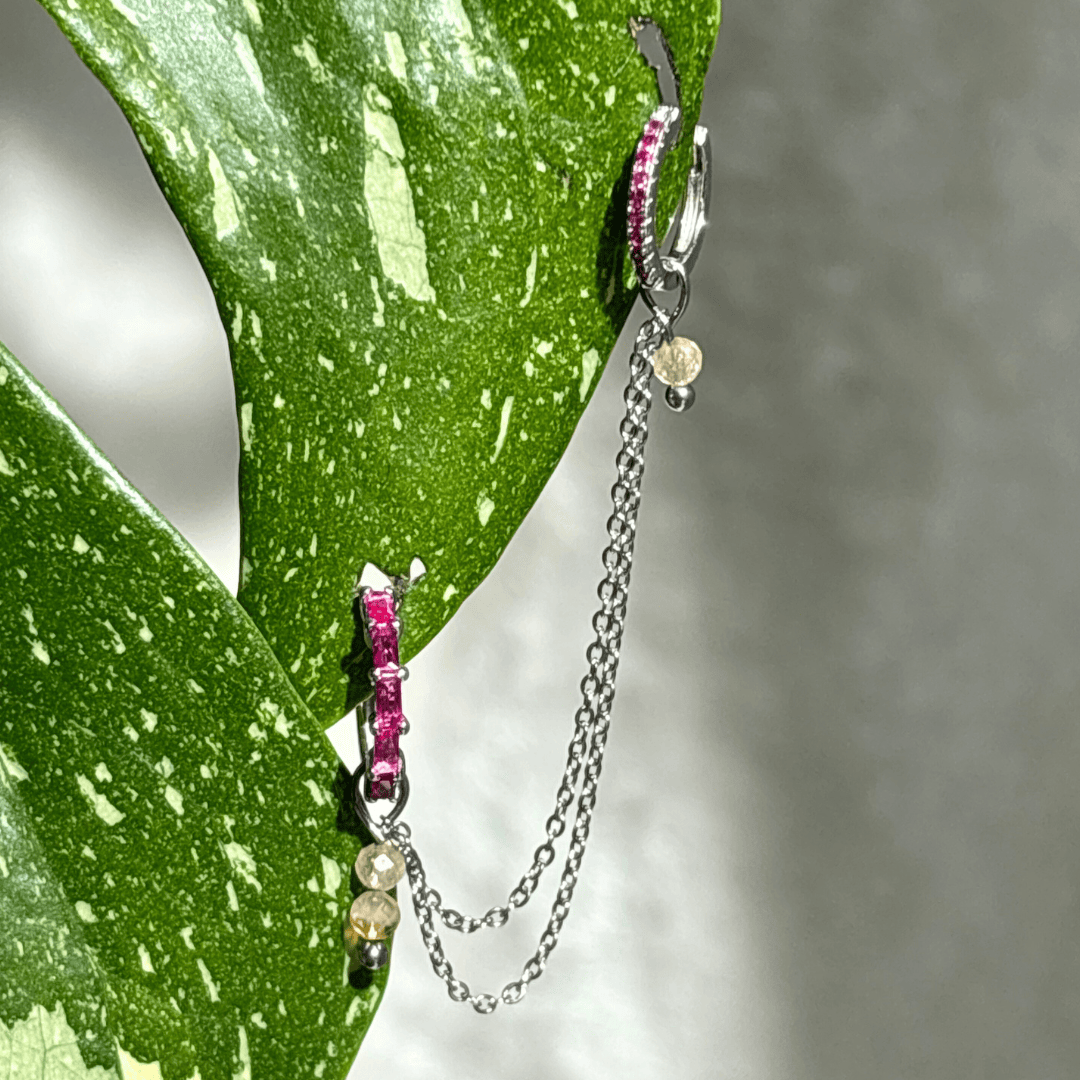 The Guide Crystals Silver | 1 PC Single Citrine Cordellia Chain Crystal Earring Charm