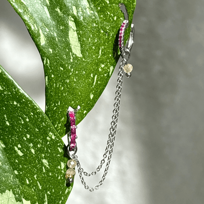 The Guide Crystals Silver | 1 PC Single Citrine Cordellia Chain Crystal Earring Charm