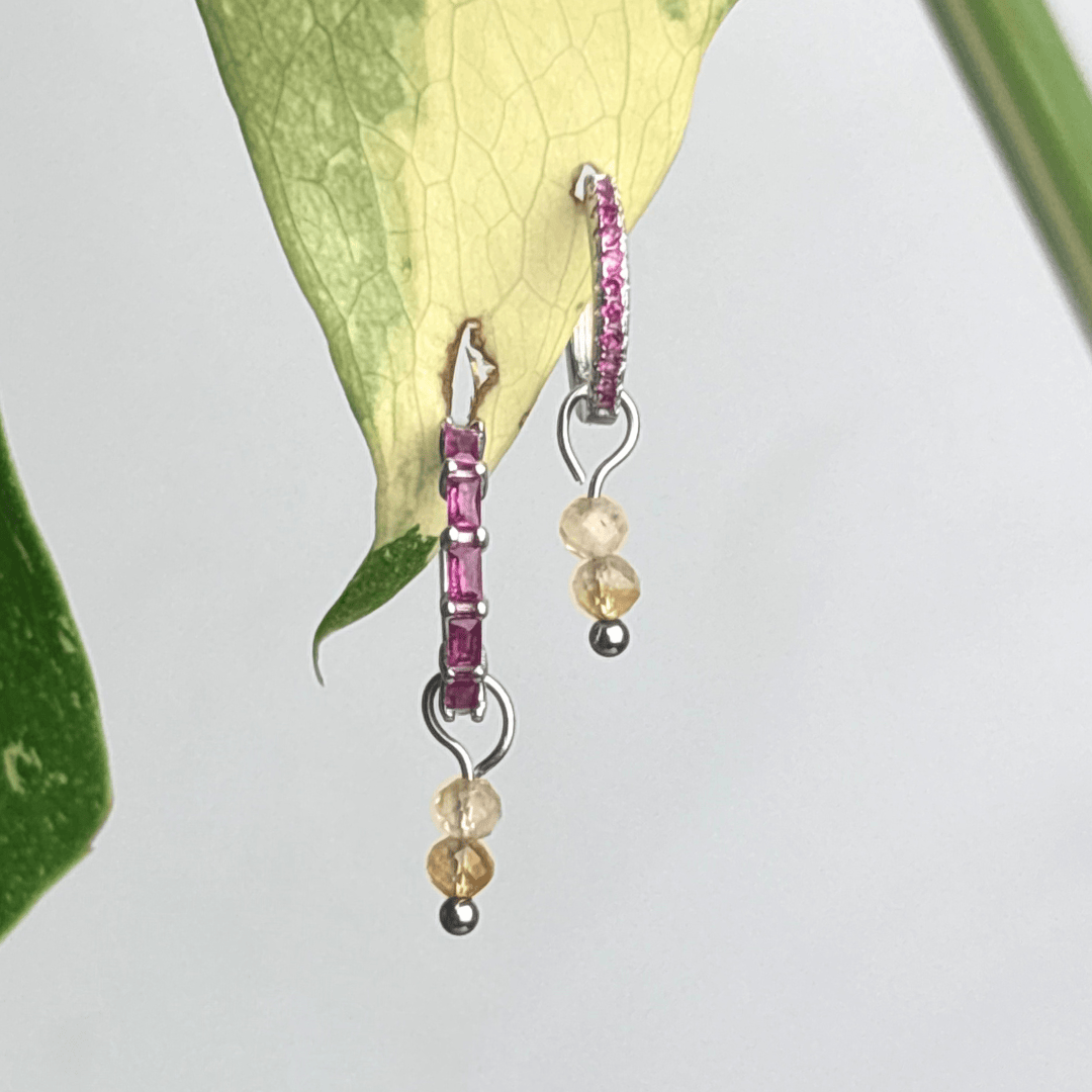 The Guide Crystals Silver Citrine Double Dew Drop Crystal Earring Charms