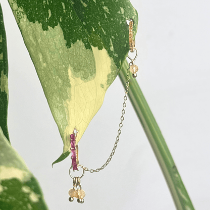 The Guide Crystals Gold | 1 PC Single Citrine Grape Chain Earring Charm