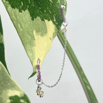 The Guide Crystals Silver | 1 PC Single Citrine Grape Chain Earring Charm