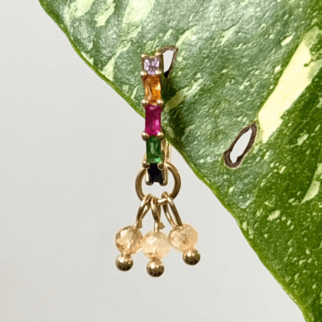 The Guide Crystals Gold | 1 PC Single Citrine Grape Crystal Earring Charm