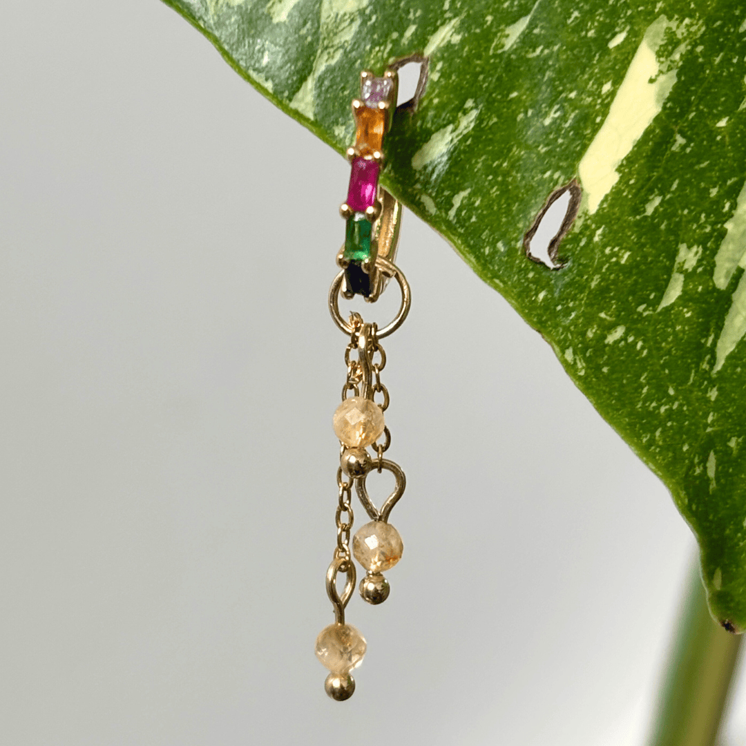 The Guide Crystals Gold | 1 PC Single Citrine Lily of the Valley Crystal Earring Charm