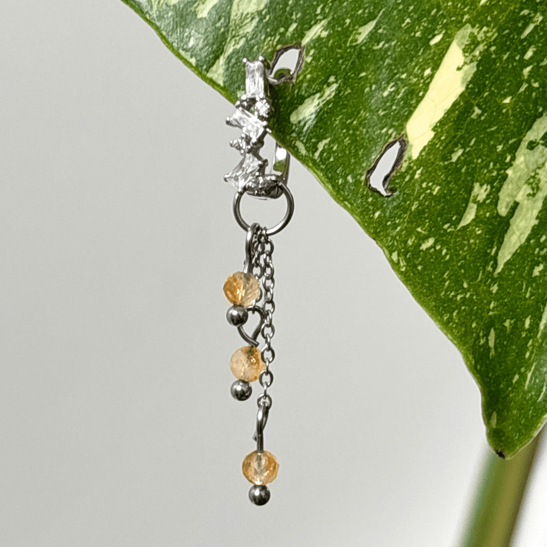 The Guide Crystals Silver | 1 PC Single Citrine Lily of the Valley Crystal Earring Charm