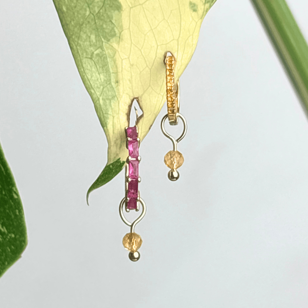 The Guide Crystals Gold Citrine Single Dew Drop Crystal Earring Charms