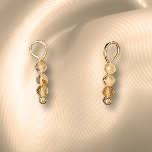 The Guide Crystals Citrine Triple Dew Drop Crystal Earring Charms