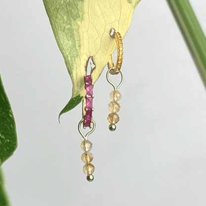 The Guide Crystals Gold Citrine Triple Dew Drop Crystal Earring Charms