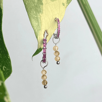 The Guide Crystals Silver Citrine Triple Dew Drop Crystal Earring Charms