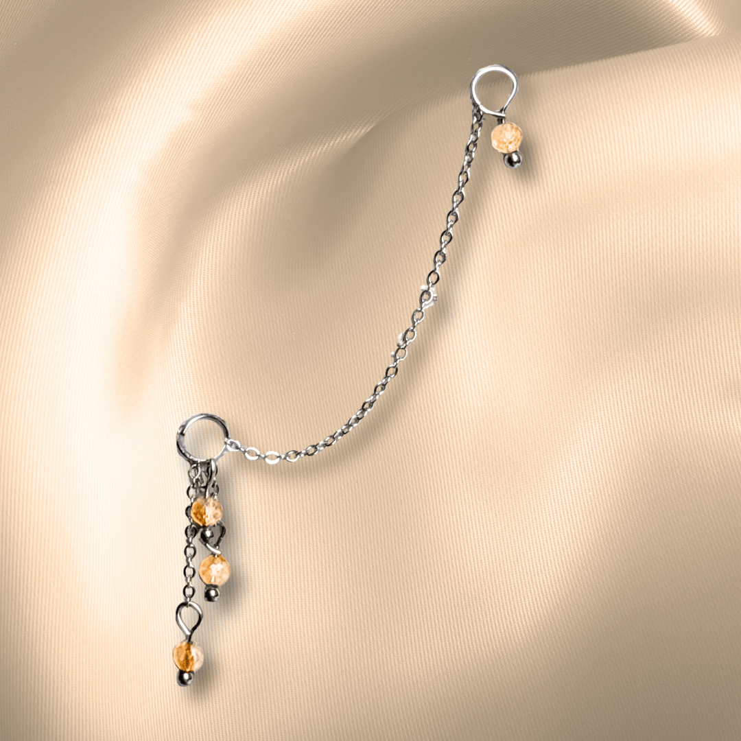 The Guide Crystals Citrine Waterfall Earring Chain