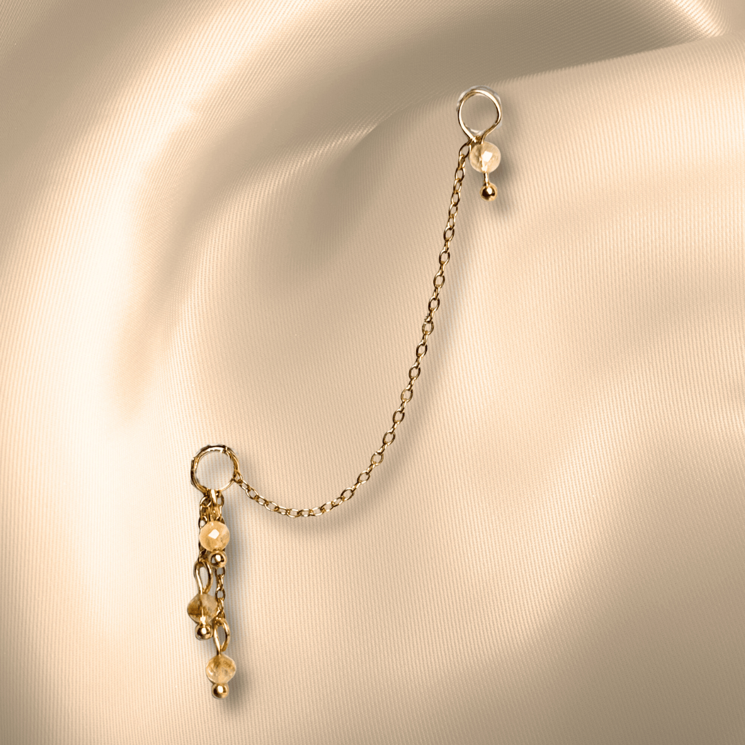 The Guide Crystals Citrine Waterfall Earring Chain