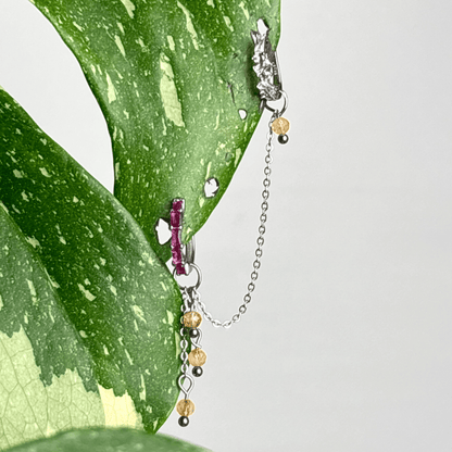 The Guide Crystals Silver | 1 PC Single Citrine Waterfall Earring Chain