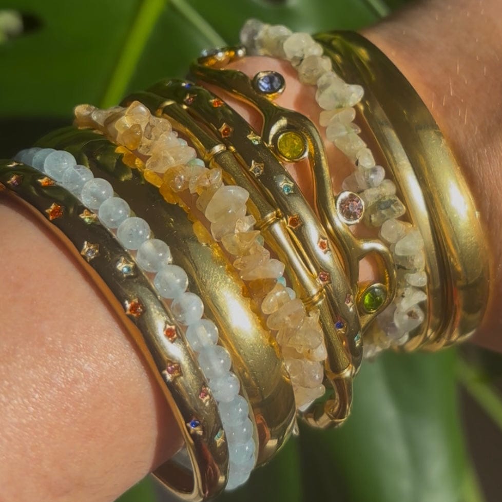 The Guide Crystals Flower Garland Gold Cuff Bracelet