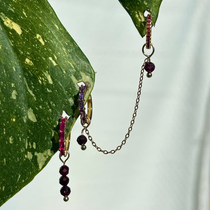 The Guide Crystals Garnet Aphrodite Chain Crystal Earring Charm