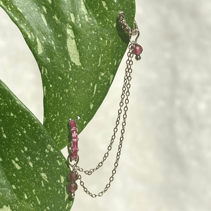 The Guide Crystals Gold | 1 PC Single Garnet Cordellia Chain Crystal Earring Charm