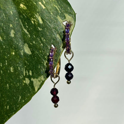 The Guide Crystals Gold Garnet Double Dew Drop Crystal Earring Charms