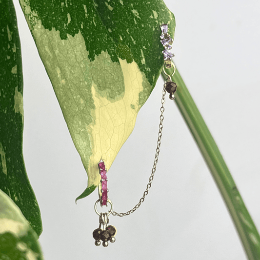 The Guide Crystals Gold | 1 PC Single Garnet Grape Chain Earring Charm