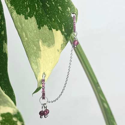 The Guide Crystals Silver | 1 PC Single Garnet Grape Chain Earring Charm