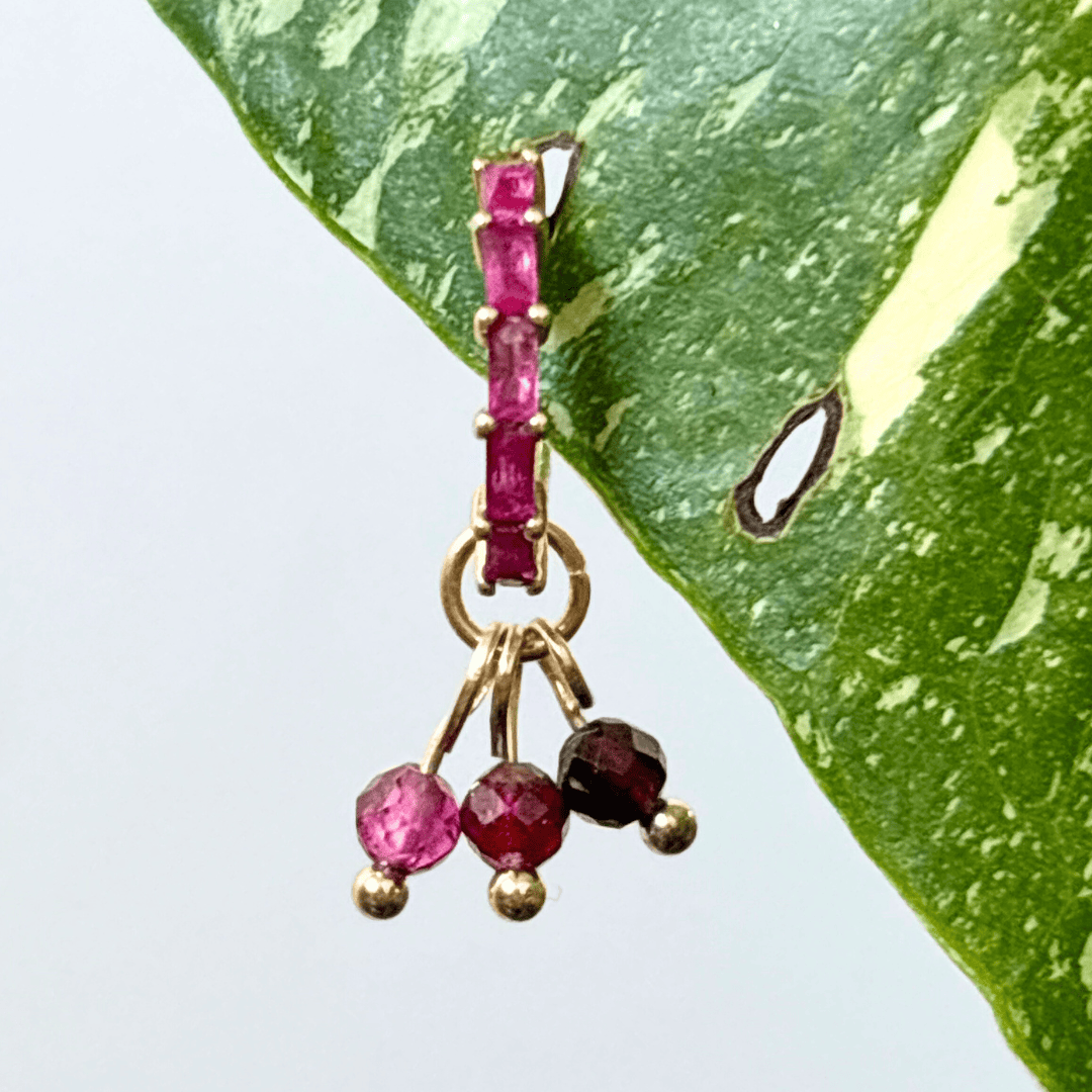 The Guide Crystals Gold | 1 PC Single Garnet Grape Crystal Earring Charm