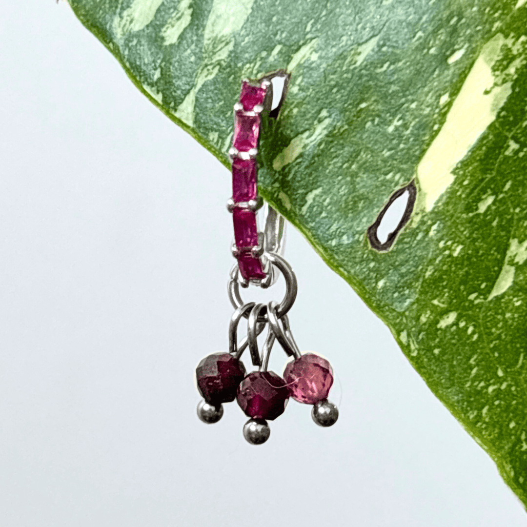 The Guide Crystals Silver | 1 PC Single Garnet Grape Crystal Earring Charm