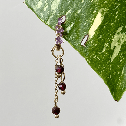 The Guide Crystals Gold | 1 PC Single Garnet Lily of the Valley Crystal Earring Charm