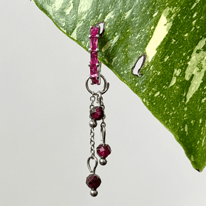 The Guide Crystals Silver | 1 PC Single Garnet Lily of the Valley Crystal Earring Charm