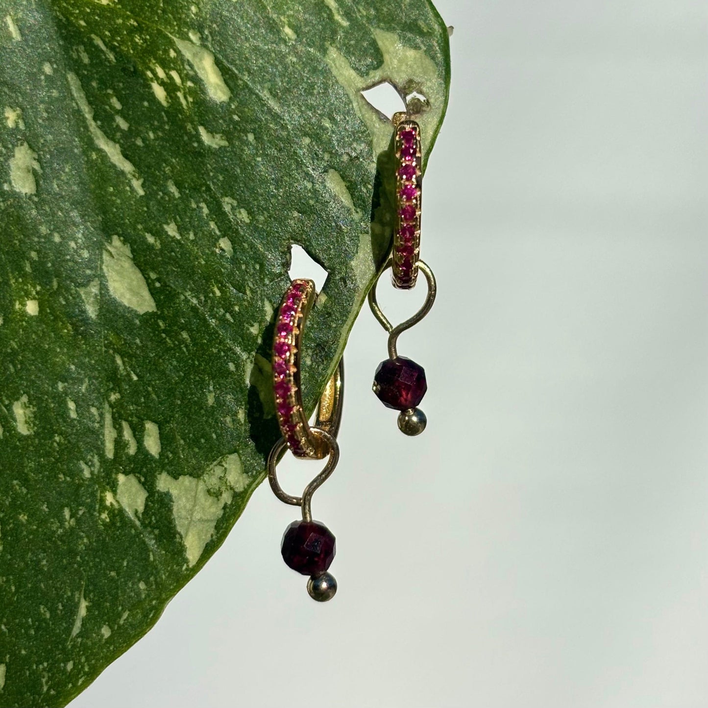 The Guide Crystals Gold Garnet Single Dew Drop Crystal Earring Charms