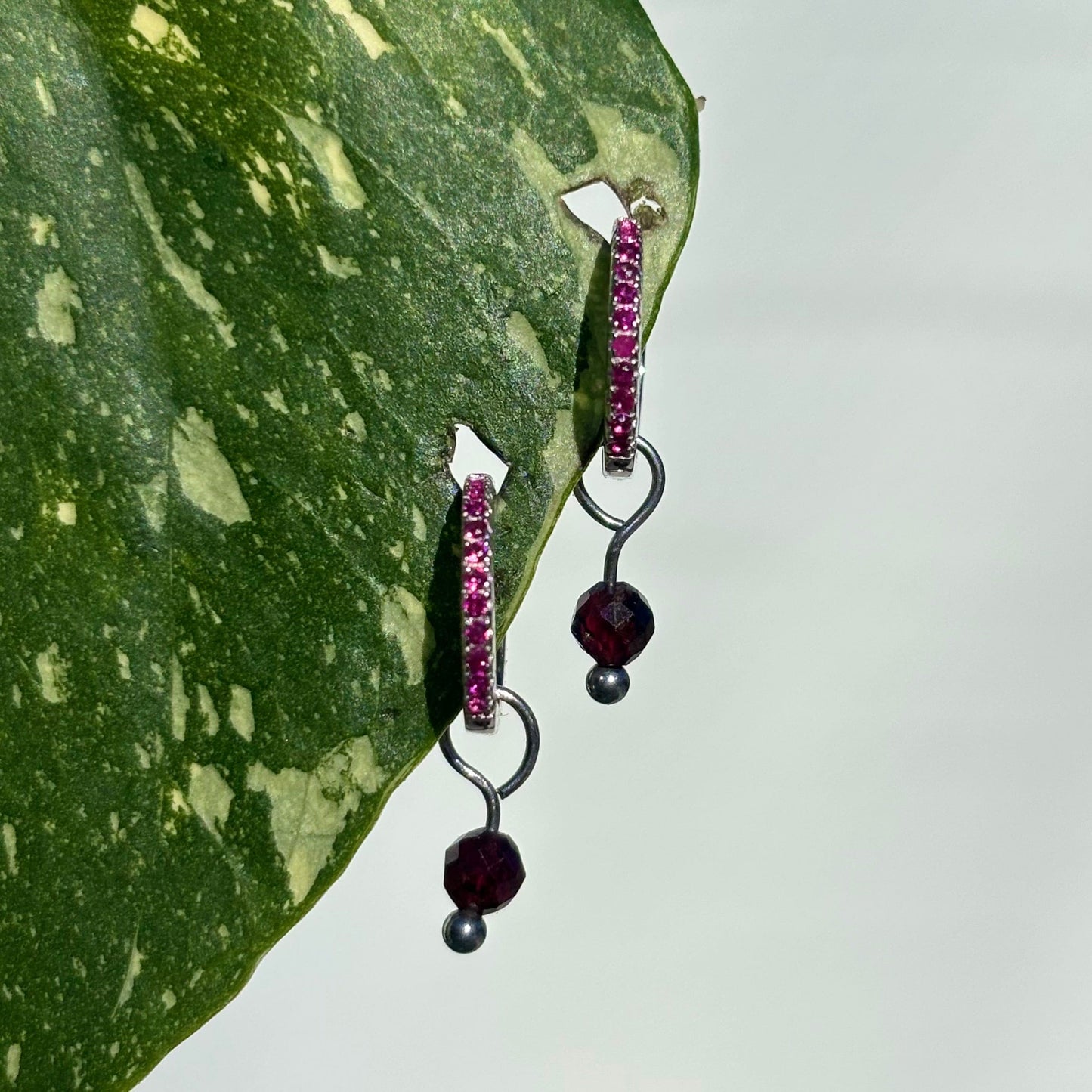 The Guide Crystals Silver Garnet Single Dew Drop Crystal Earring Charms