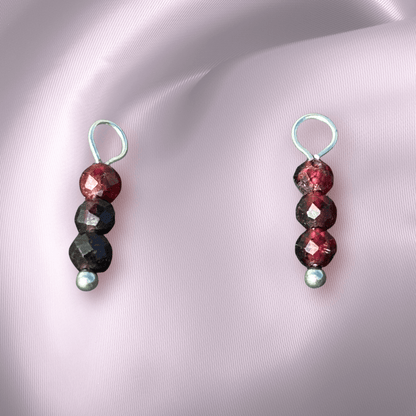 The Guide Crystals Garnet Triple Dew Drop Crystal Earring Charms