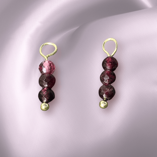 The Guide Crystals Garnet Triple Dew Drop Crystal Earring Charms