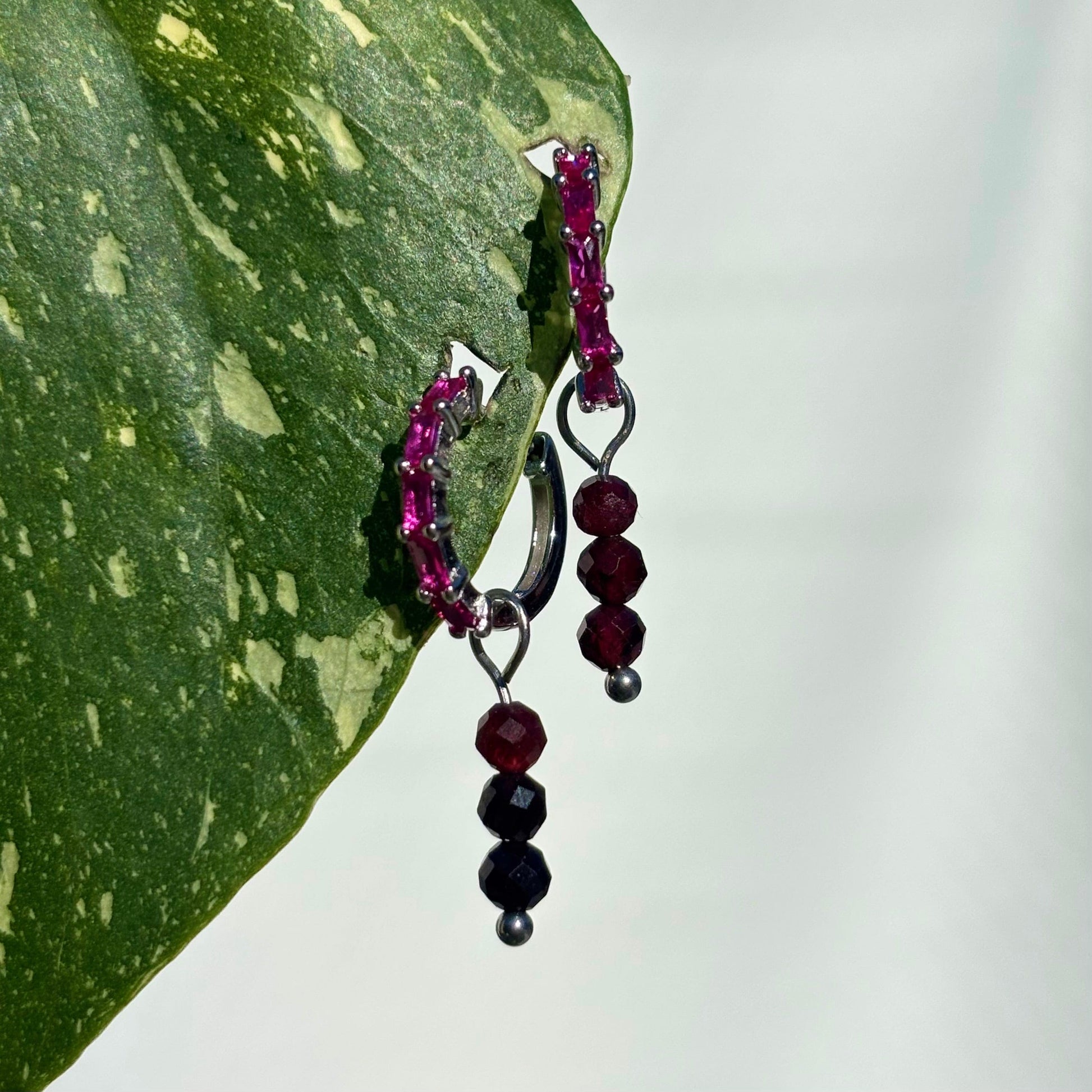 The Guide Crystals Silver Garnet Triple Dew Drop Crystal Earring Charms