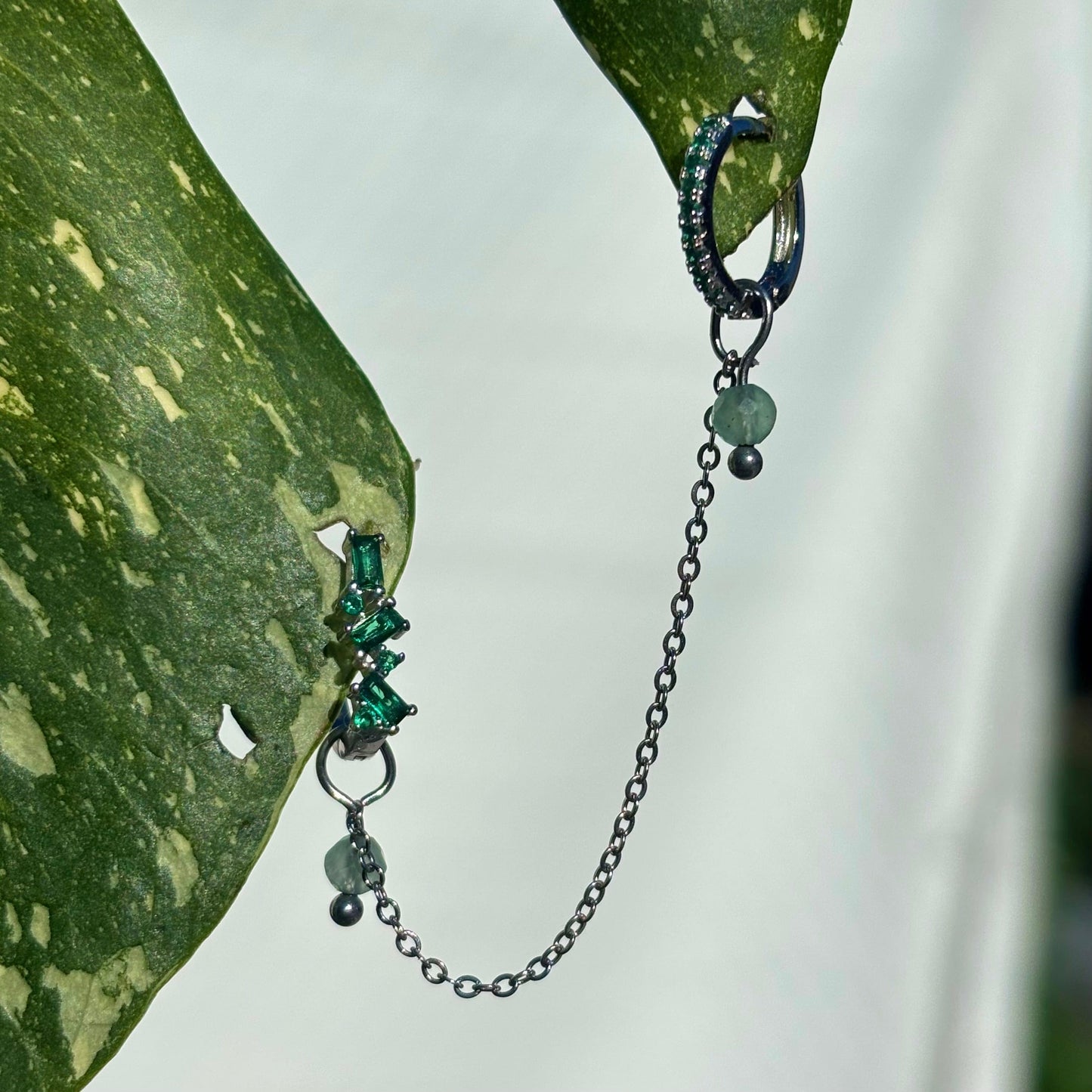 The Guide Crystals Silver | 1 PC Single Green Aventurine Aphrodite Chain Crystal Earring Charm