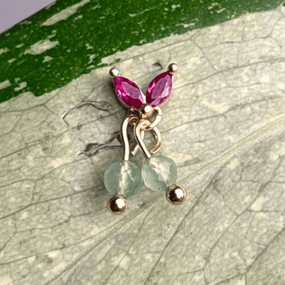 The Guide Crystals Gold | 1 PC Single Green Aventurine Cherry Charm for Stud Earrings