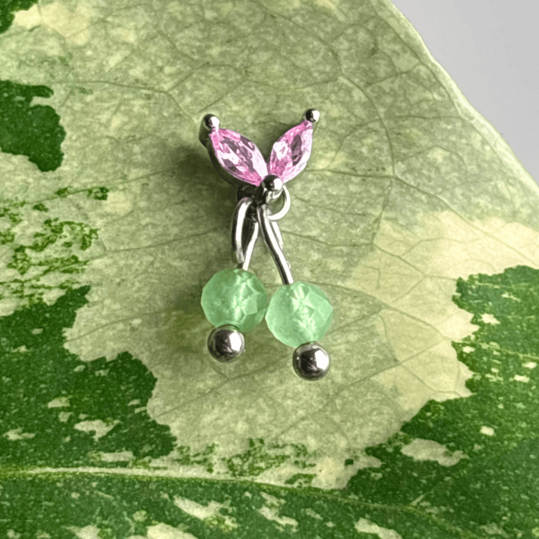The Guide Crystals Silver | 1 PC Single Green Aventurine Cherry Charm for Stud Earrings