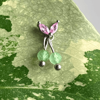The Guide Crystals Silver | 1 PC Single Green Aventurine Cherry Charm for Stud Earrings