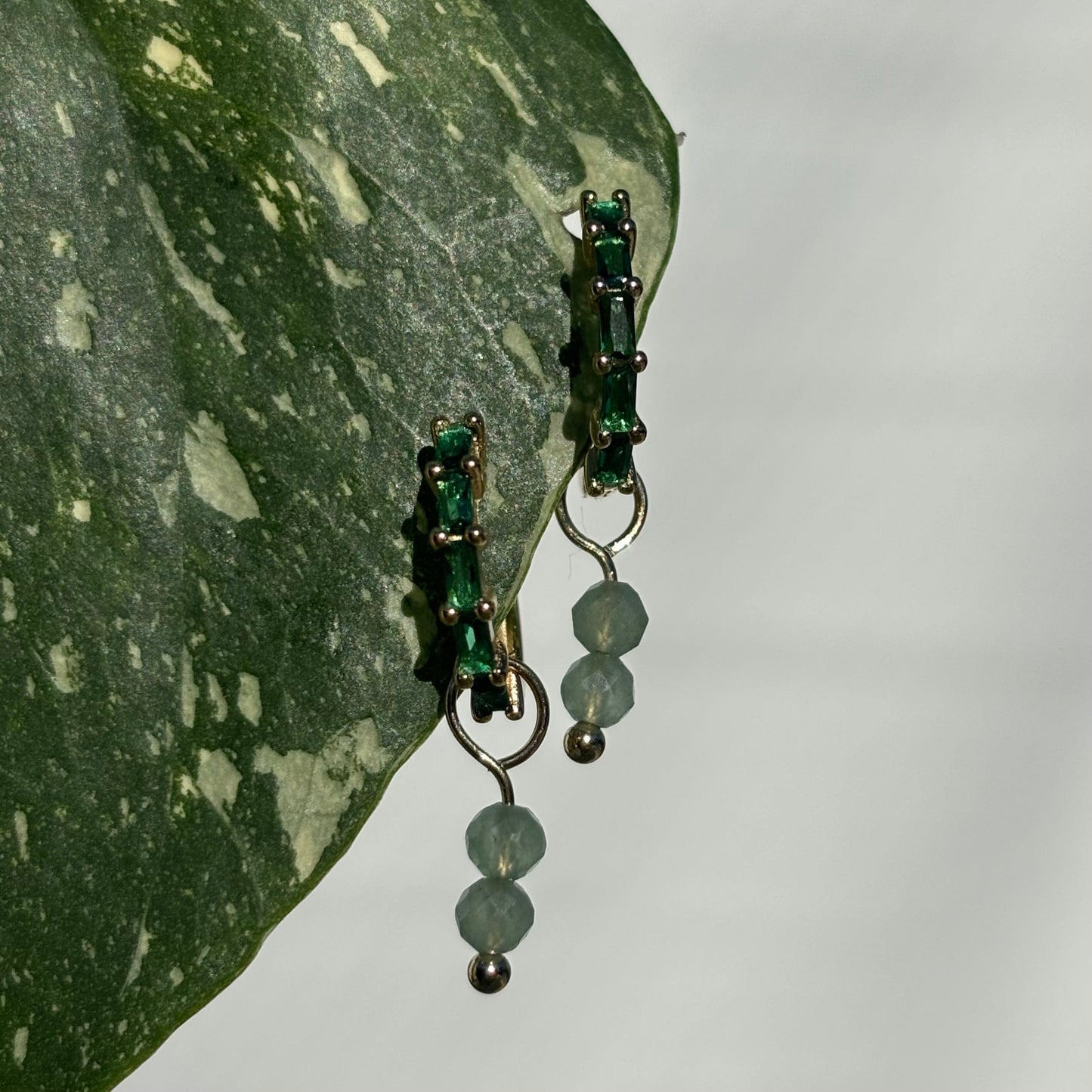 The Guide Crystals Gold Green Aventurine Double Dew Drop Crystal Earring Charms