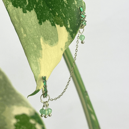 The Guide Crystals Gold | 1 PC Single Green Aventurine Grape Chain Earring Charm