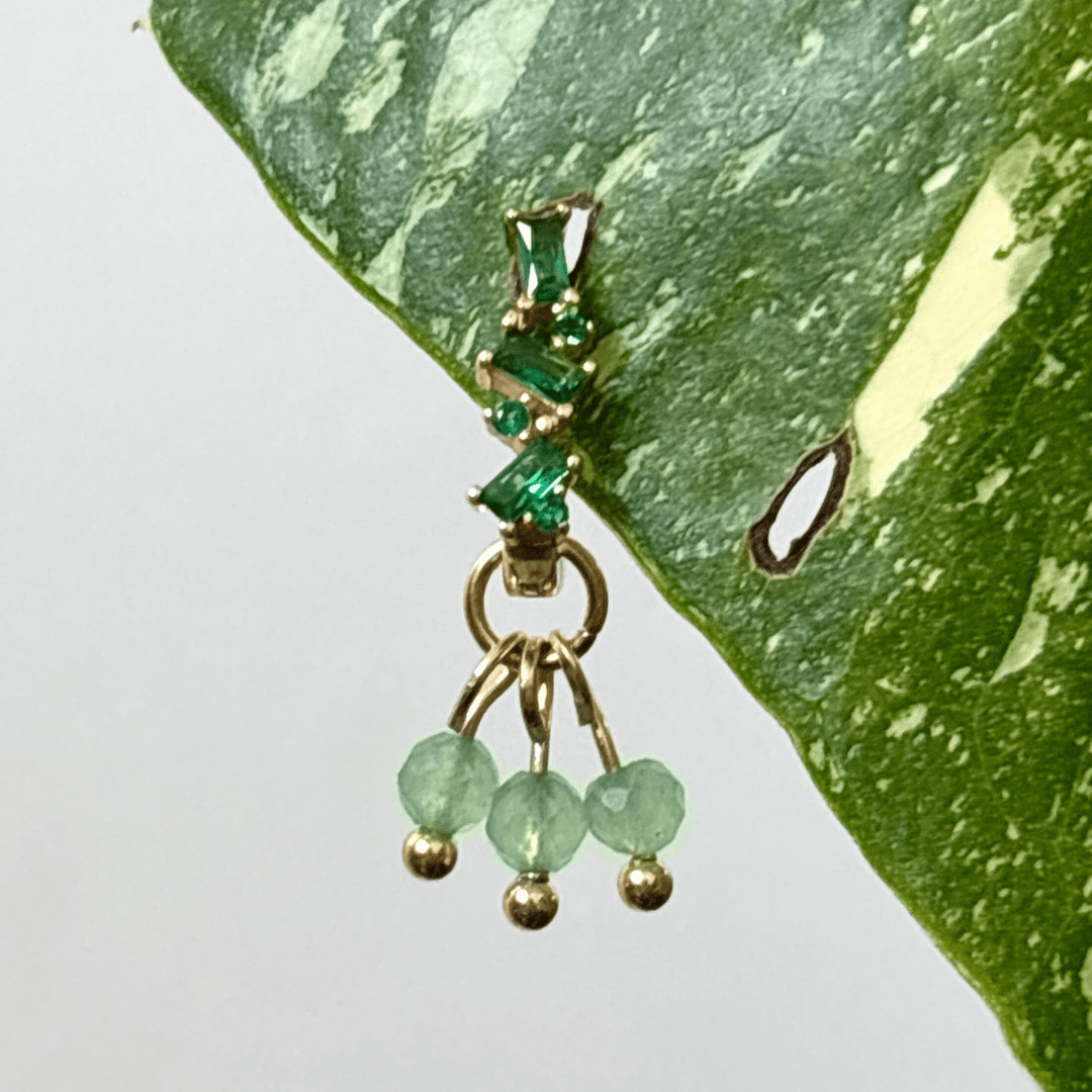 The Guide Crystals Gold | 1 PC Single Green Aventurine Grape Crystal Earring Charm
