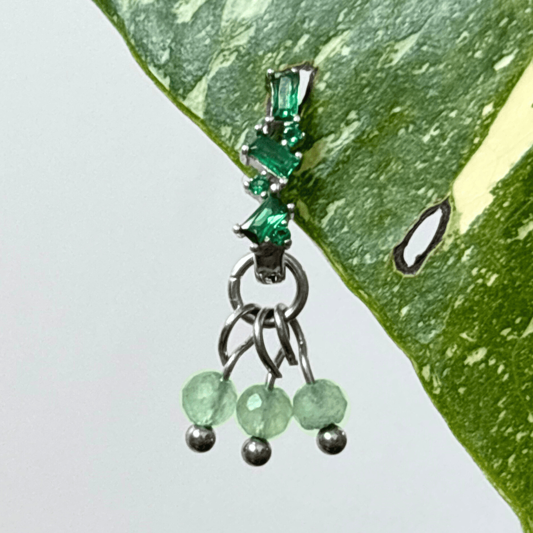 The Guide Crystals Silver | 1 PC Single Green Aventurine Grape Crystal Earring Charm