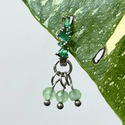 The Guide Crystals Silver | 1 PC Single Green Aventurine Grape Crystal Earring Charm
