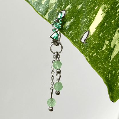 The Guide Crystals Silver | 1 PC Single Green Aventurine Lily of the Valley Crystal Earring Charm
