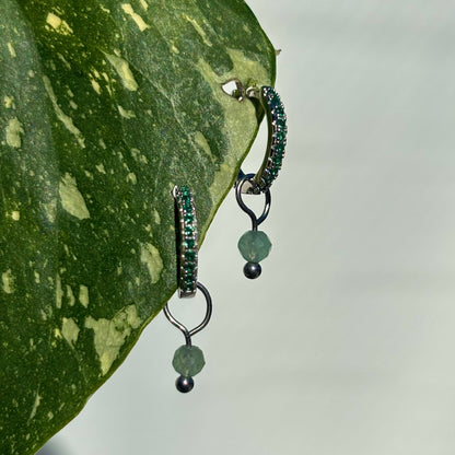 The Guide Crystals Silver Green Aventurine Single Dew Drop Crystal Earring Charms