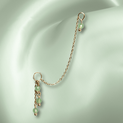 The Guide Crystals Green Aventurine Waterfall Earring Chain