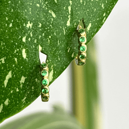 The Guide Crystals Green Bubble Zirconia Gold Mini Huggie Earrings