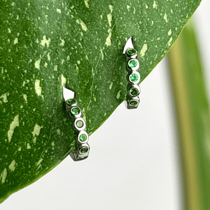 The Guide Crystals Green Bubble Zirconia Silver Mini Huggie Earrings