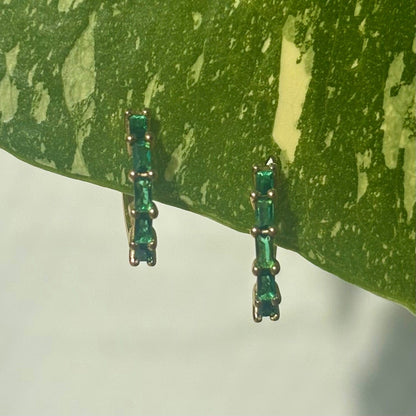 The Guide Crystals Green Zirconia Gold Huggie Earrings