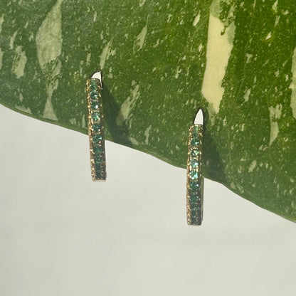 The Guide Crystals Green Zirconia Gold Mini Huggie Earrings