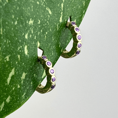 The Guide Crystals Lilac Bubble Zirconia Gold Mini Huggie Earrings