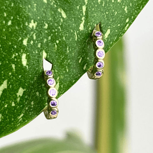 The Guide Crystals Lilac Bubble Zirconia Gold Mini Huggie Earrings