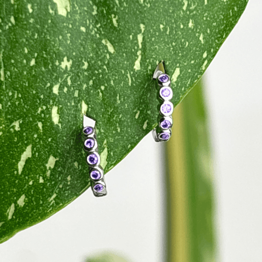 The Guide Crystals Lilac Bubble Zirconia Silver Mini Huggie Earrings